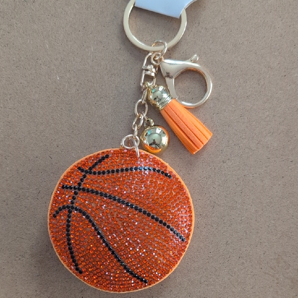 Sparkling Orange Basketball Keychain Bag Charm